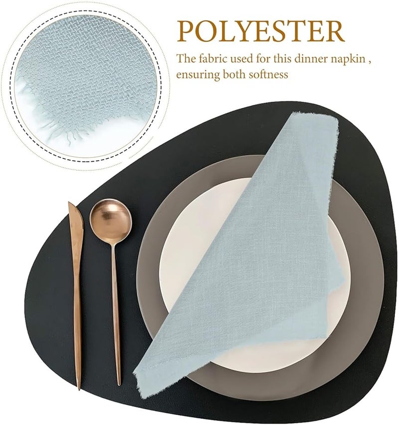 مناديل عشاء من البوليستر باللون الرمادي والأخضر بحواف شرابة قابلة للغسل لحفلات الزفاف والمنزل والمطعم - Image 3